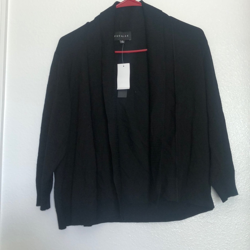Premise Women Black Sweater Shrugs New